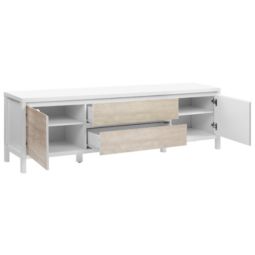 White wash timber store tv unit